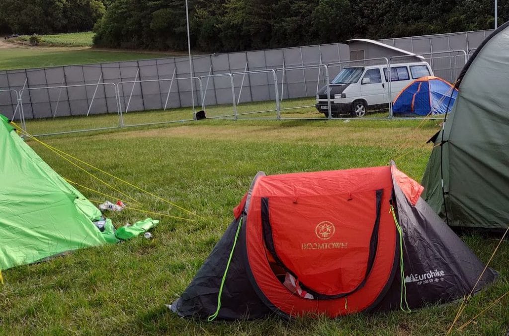pop up A pop-up tent at Boomtown
